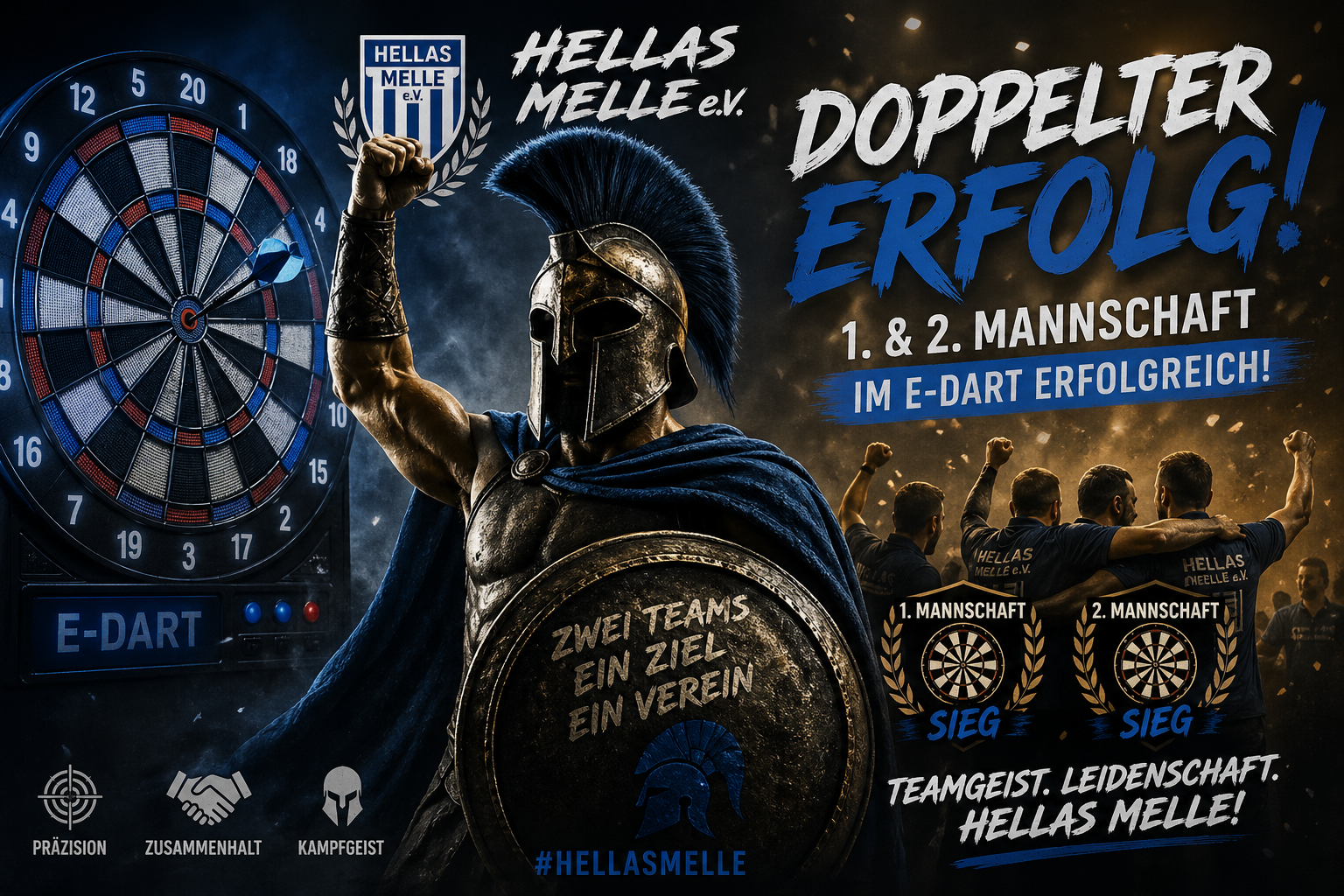 🎯 Doppelter Erfolg für Hellas Melle – 1. & 2. Mannschaft überzeugen im E-Dart